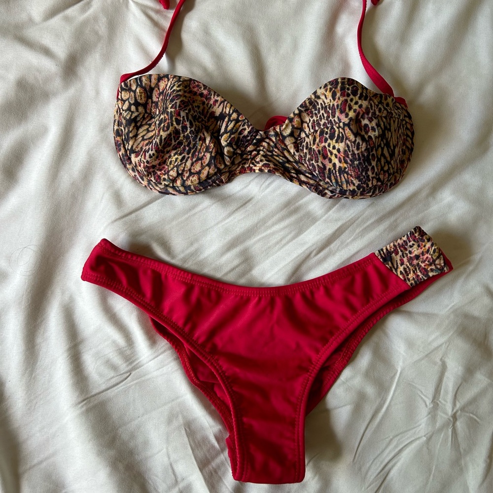 Animal print and red bikini